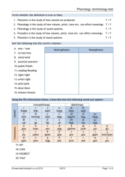 Phonology: terminology test