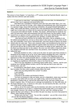 AQA practice exam question for GCSE English Language Paper 1