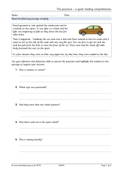 The puncture - a quick reading comprehension