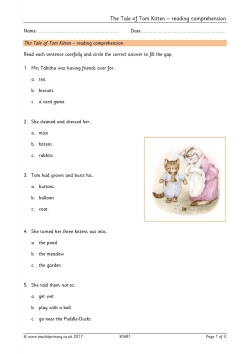 The Tale of Tom Kitten – reading comprehension
