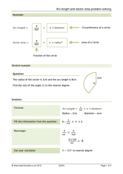 Arc length and sector area problem solving