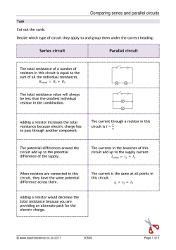 Comparing series and parallel circuits