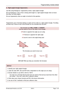 trigonometry review worksheet