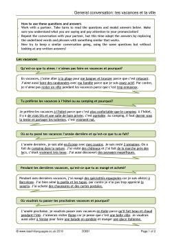 General conversation: tes vacances et ta ville
