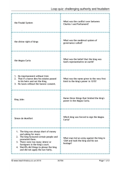 Loop quiz: challenging authority and feudalism