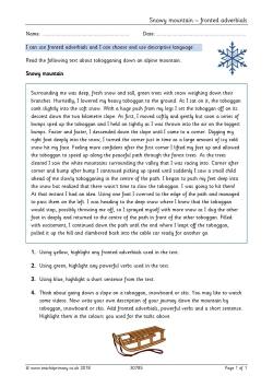 Snowy mountain - fronted adverbials