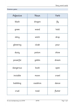 Story word cards - grammar games