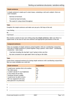 Sorting out sentence structures: narrative writing