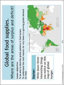 Global food supplies and consumption