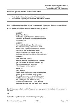 'Macbeth' exam style question - Cambridge IGCSE literature