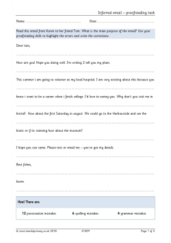 Informal email – proofreading task