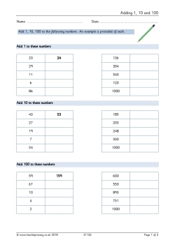 Adding 1, 10 and 100
