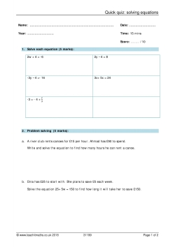 Quick quiz: solving equations