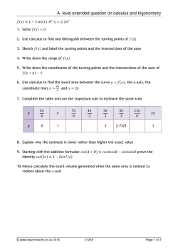 A-level extended question on calculus and trigonometry