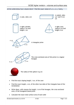 GCSE higher revision - Volume and surface area