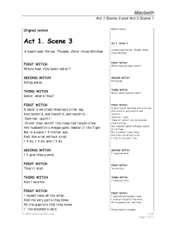 Comparative versions of Act 1 Scene 3 and Act 3 Scene 1