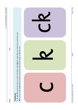 c, k and ck phonics activities