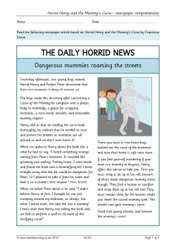 Horrid Henry and the Mummy's Curse - a newspaper comprehension