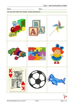 Toys - word and picture match
