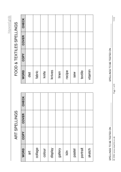 Spelling Booklet (SEN): subject specific words.