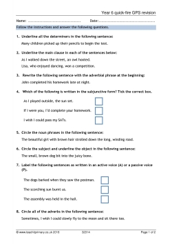 Year 6 quick-fire GPS revision Year 6 quick-fire GPS revision