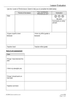 Self assessment sheets