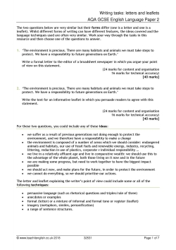AQA GCSE Paper 2 Section B revision writing tasks.