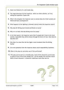 'An Inspector Calls' revision quiz