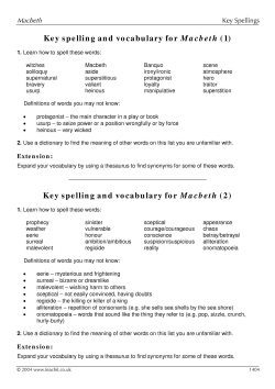 Macbeth key spellings