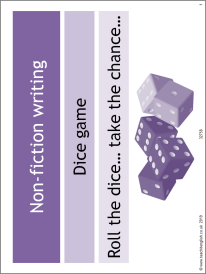 Non-fiction writing dice game