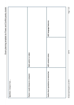 Exam planning template for Power and Conflict poetry cluster