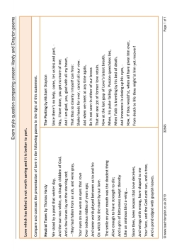 Exam style question comparing unseen Hardy and Drayton poems