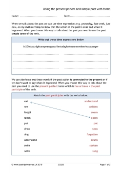 Using the present perfect and simple past verb forms