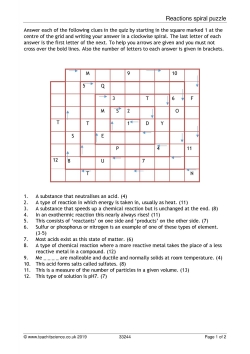 Reactions spiral quiz