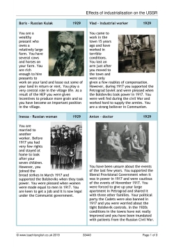 Effects of industrialisation on the USSR Effects of industrialisation on the USSR