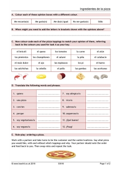 Ingredientes de la pizza