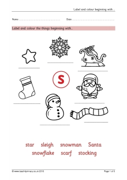 Christmas initial sounds - label and colour