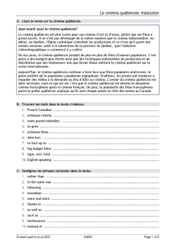 Le cinéma québécois: traduction