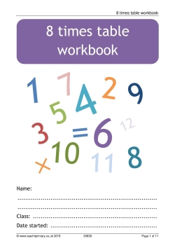 8 times table workbook