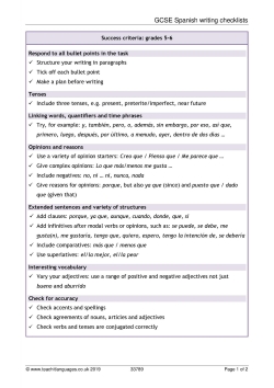 GCSE Spanish writing checklists