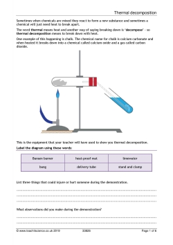 Thermal decomposition worksheet|KS3 Chemistry|Teachit