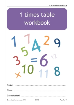 1 times table workbook