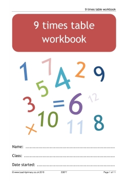 9 times table workbook