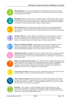 20 ideas to improve teacher wellbeing in schools