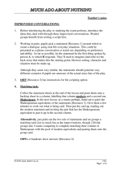 Much Ado introductory activities