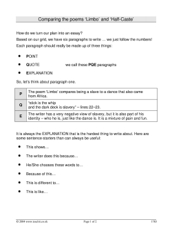 'Limbo' and 'Half-Caste': help sheet 'Limbo' and 'Half-Caste': help sheet