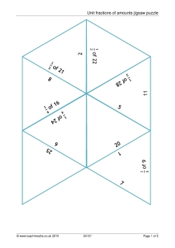 Unit fractions of amounts jigsaw puzzle