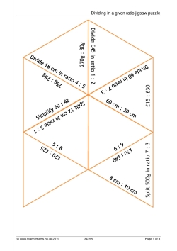 Dividing in a given ratio jigsaw puzzle