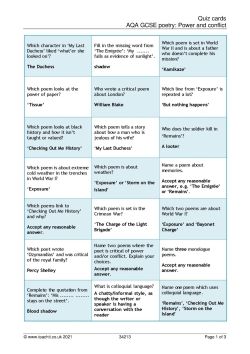 Power and conflict quiz cards Power and conflict quiz cards