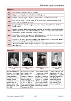 Suffragette knowledge organiser